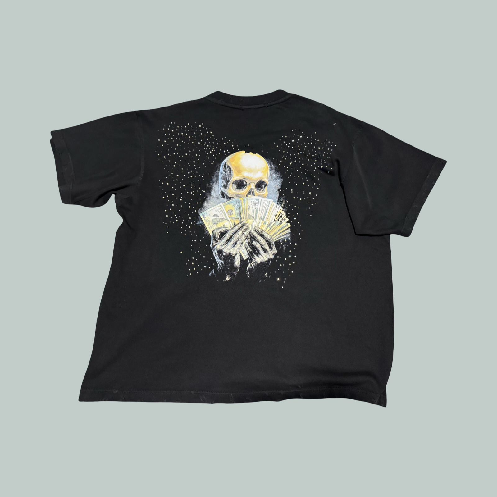 SHORT SLEEVE T-SHIRT / BY {UN CORO ENT} WITH RHINESTONE AND PRINT DESIGN