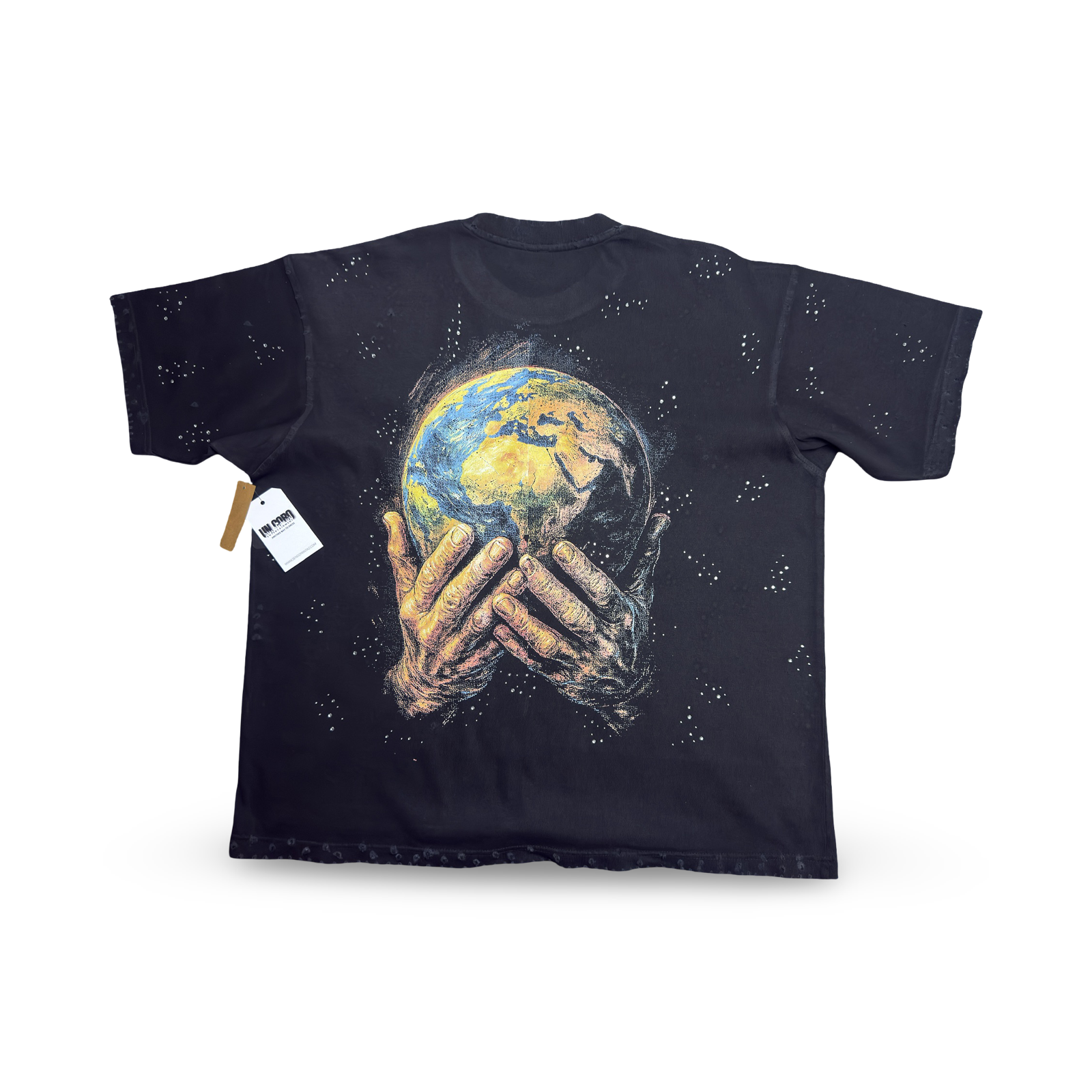 SHORT SLEEVE T-SHIRT / BY {UN CORO ENT} WITH RHINESTONE AND PRINT DESIGN